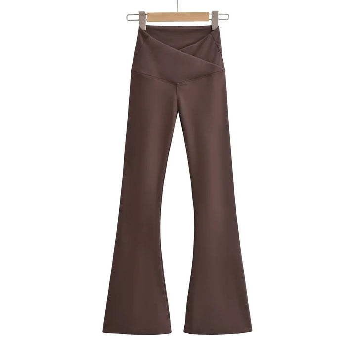 Damen Flared Leggings mit hohem Taillenbund und eleganter Wickeloptik Drune
