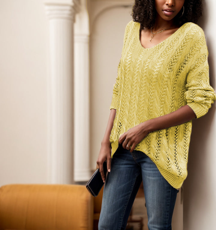 Damen Strickpullover mit luftiger Lochmusterung und weitem Schnitt Drune