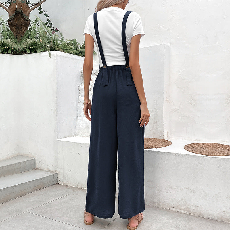 Damen modischer Jumpsuit mit weitem Schnitt und elastischem Bund Drune