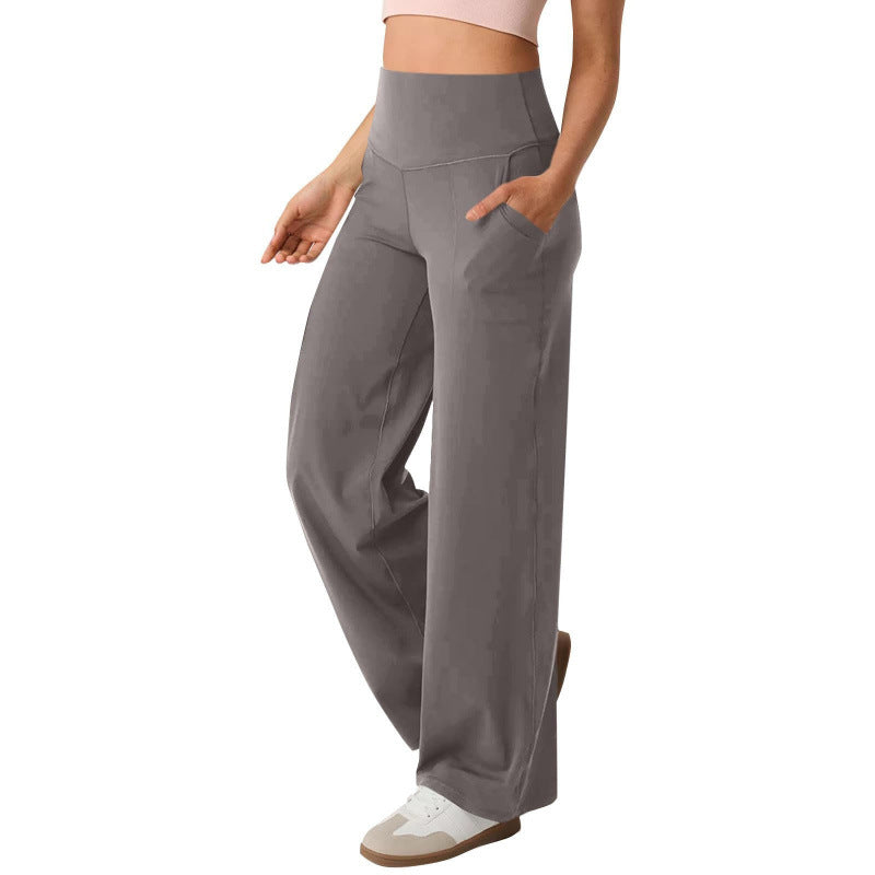 Damen weite High-Waist Freizeithose mit praktischen Taschen Drune