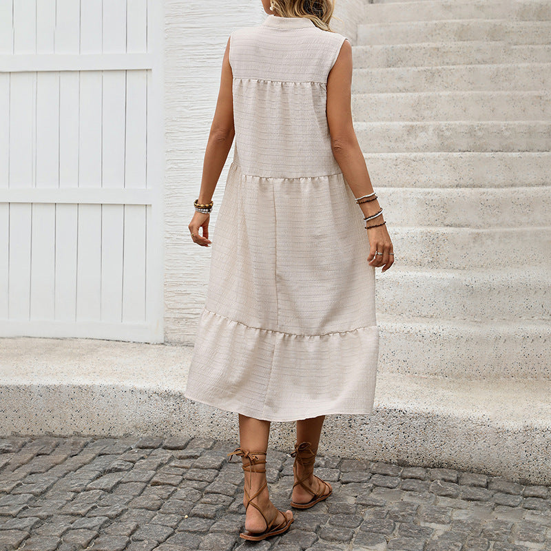 Damen Sommerliches Maxikleid mit asymmetrischem Volant und Bindegürtel Drune