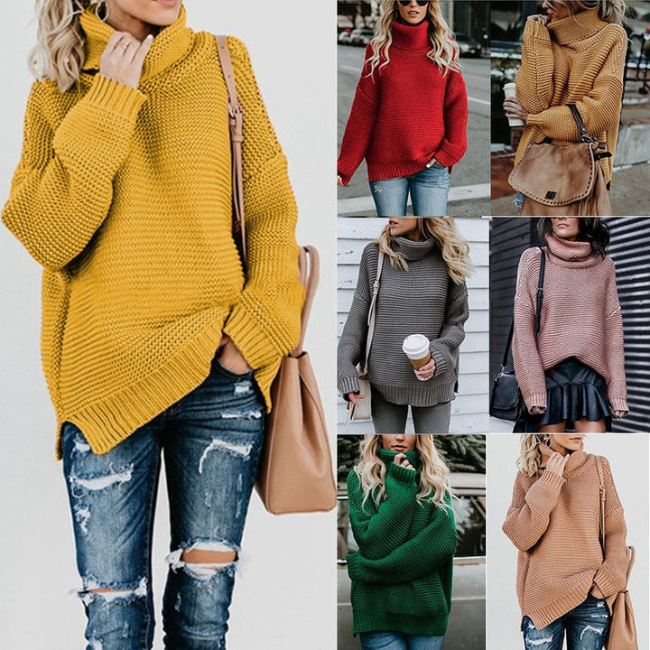 Damen Grobstrickpullover mit hohem Rollkragen und extravaganter Maschenstruktur Drune