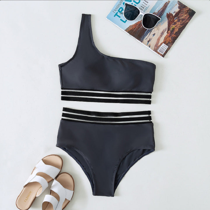 Damen asymmetrisches Bikini-Set mit elastischen Bändern Drune