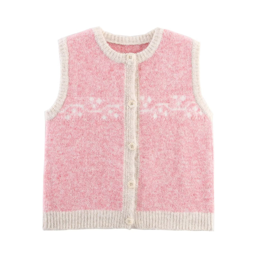 Damen Weste aus hochwertiger Wolle mit floralem Muster Drune