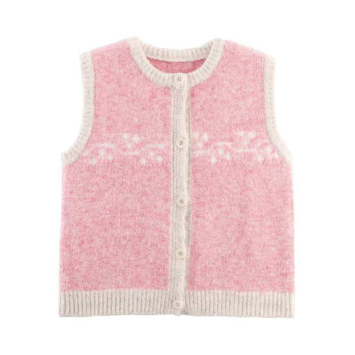Damen Weste aus hochwertiger Wolle mit floralem Muster Drune