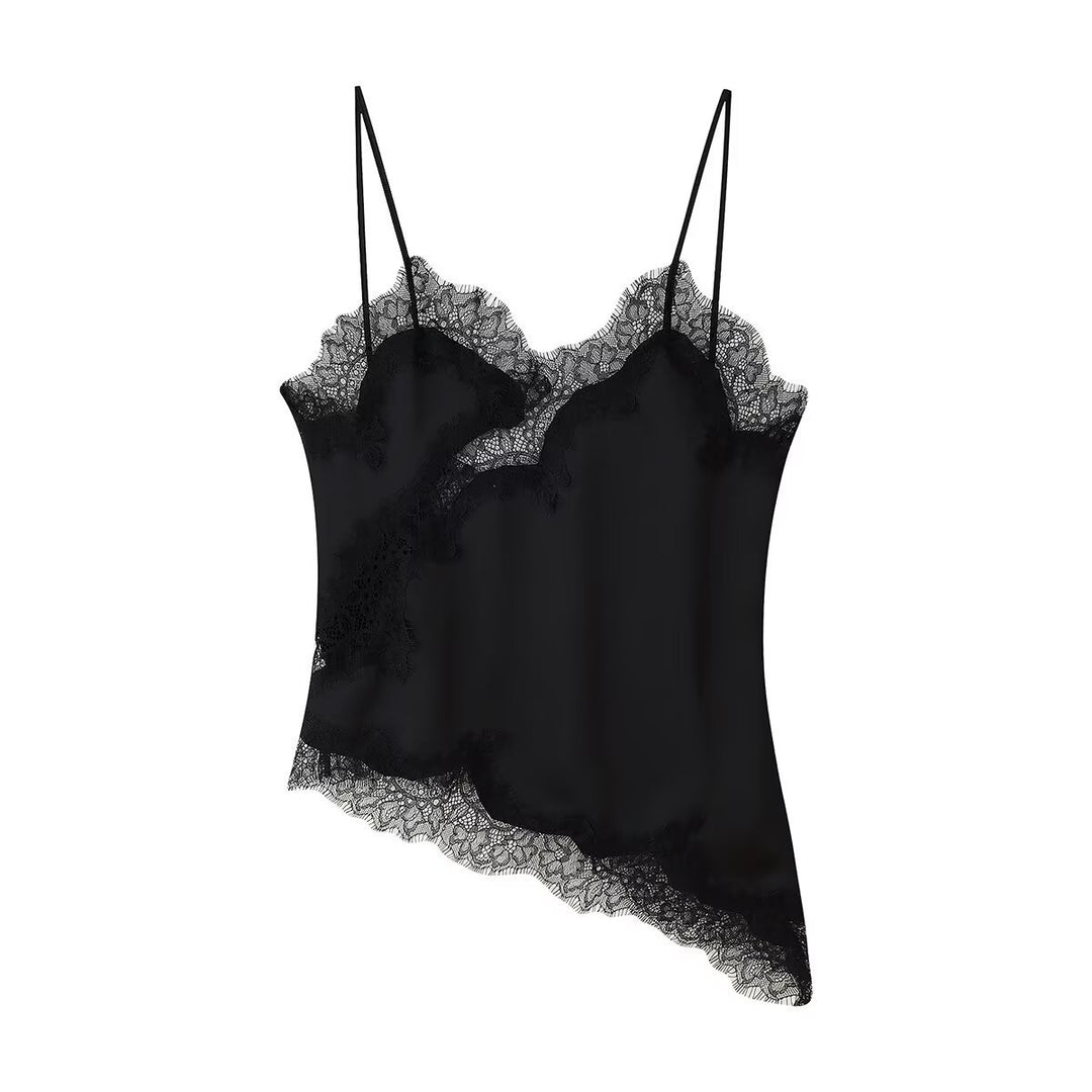 Damen romantisches Spitzen-Spaghetti-Top Drune