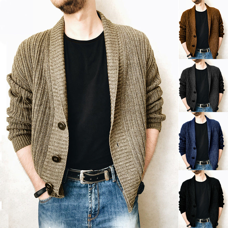 Herren Strickjacke mit modischem Schalkragen und praktischen Knöpfen Drune