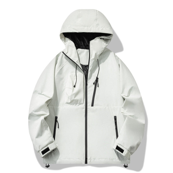 Herren wasserabweisende Outdoor-Jacke mit verstellbarer Kapuze und funktionalen Reißverschlusstaschen Drune