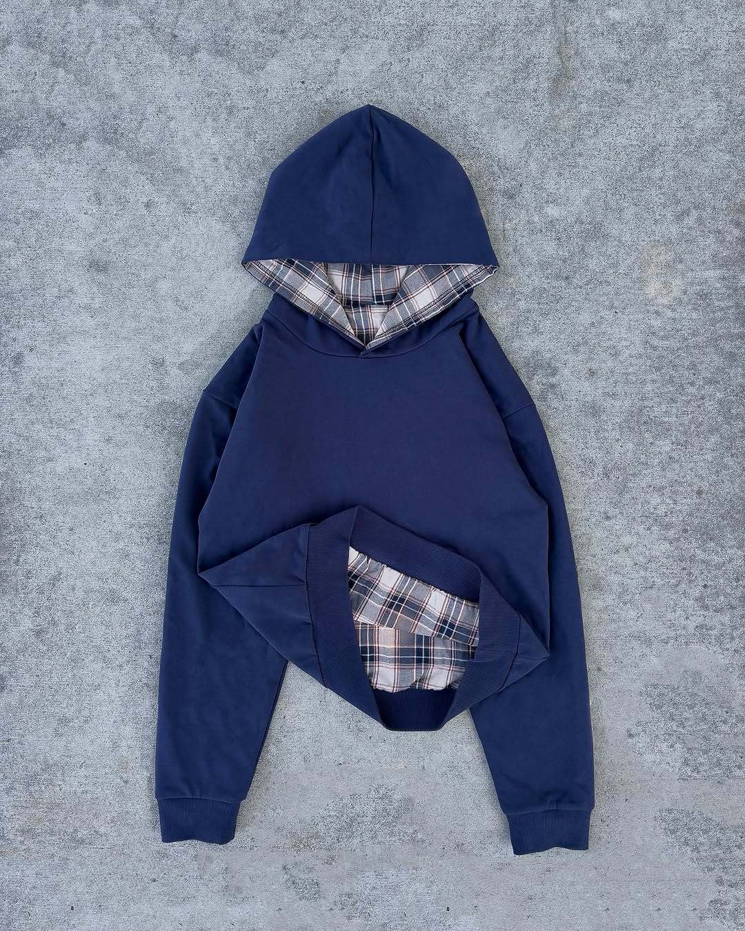 Damen bequemer Kapuzenpullover mit Karomuster Drune