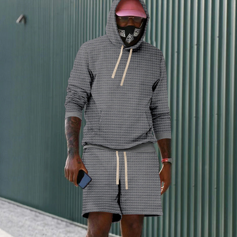 Herren lässiger Kapuzenpullover und Shorts Set aus atmungsaktivem Material Drune