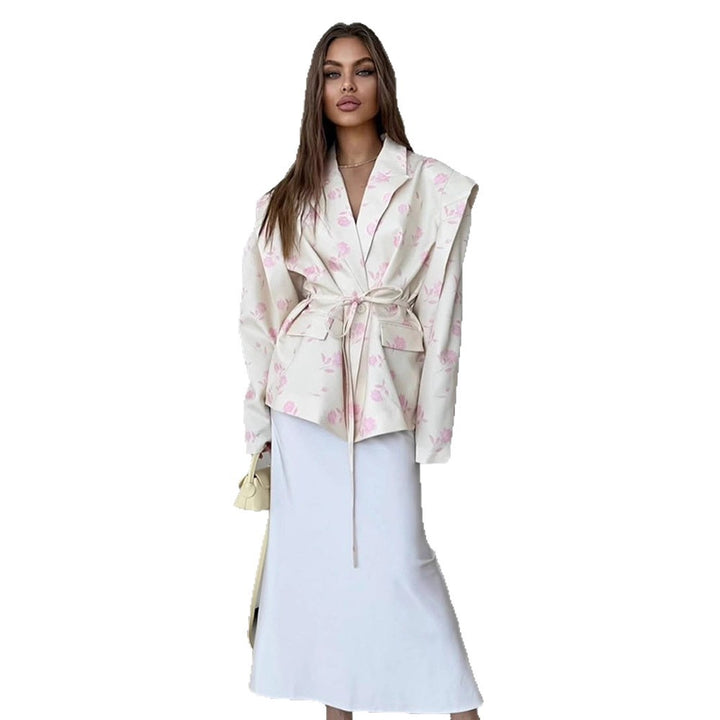 Damen Elegant geflochtener Blazer mit Taillenknoten Drune