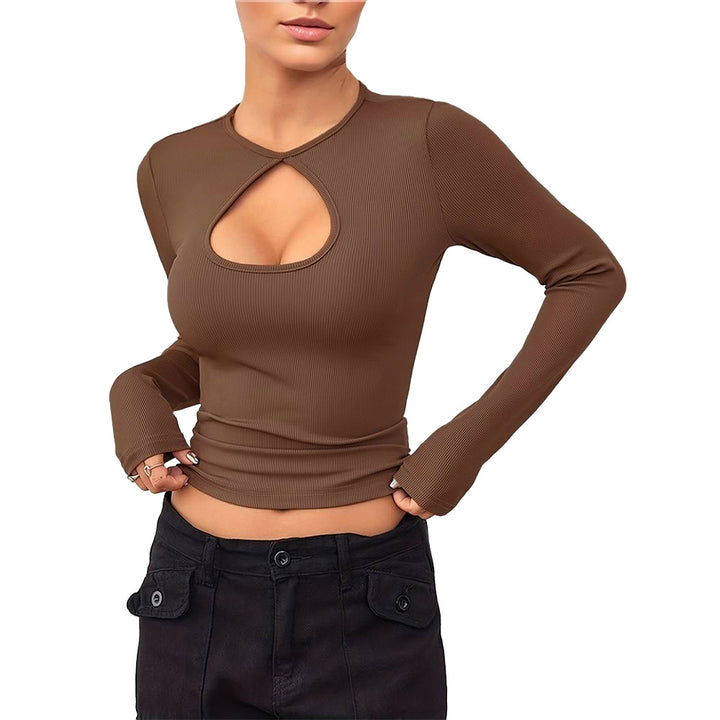 Damen Langarmshirt mit modischem Herz-Ausschnitt und figurbetontem Schnitt Drune