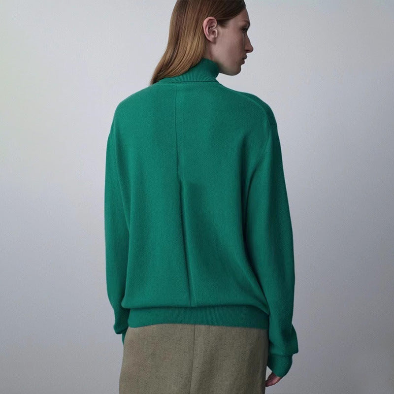 Damen gemütlicher Rollkragenpullover aus hochwertiger Wolle Drune