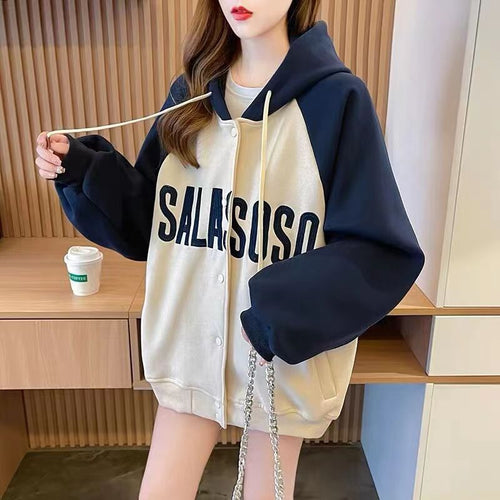 Damen Sportliche Kapuzenjacke mit lässigem Schnitt und auffälligem Schriftzug Drune