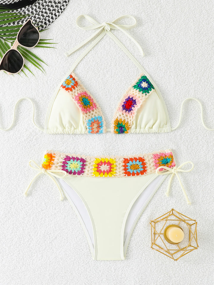 Damen Bikini-Set mit handgearbeiteten Häkelakzenten und verdeckter Bündchenverstellung Drune