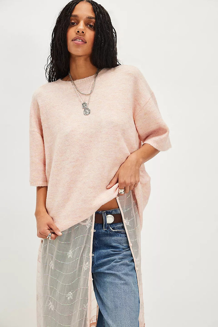 Damen Stylish halbtransparentes Sweatshirt mit Spitze und lässigem Schnitt Drune
