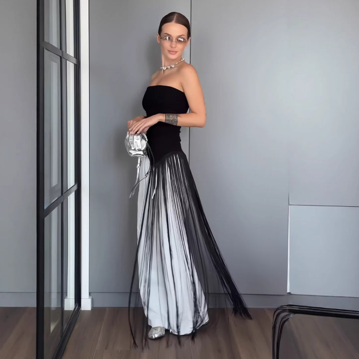 Damen Maxikleid mit schimmerndem Fransen-Design Drune