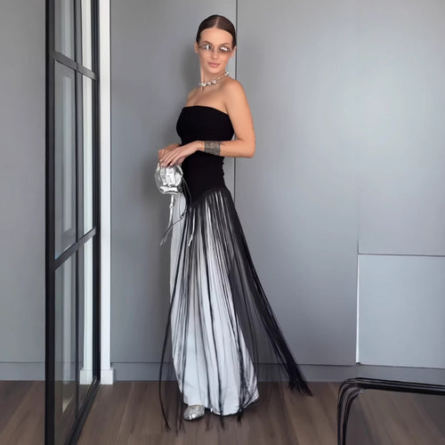 Damen Maxikleid mit schimmerndem Fransen-Design Drune
