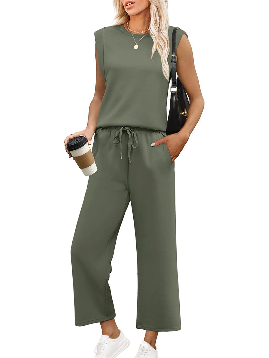 Damen Relaxed Fit Jumpsuit mit verkürzten Ärmeln und bequemem Bund Drune