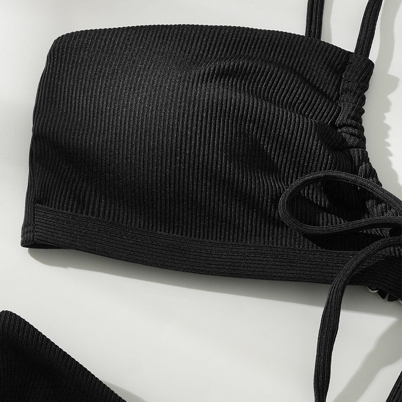 Damen Triangel-Bikini mit verstellbaren Bindebändern und elegantem Rüschendesign Drune