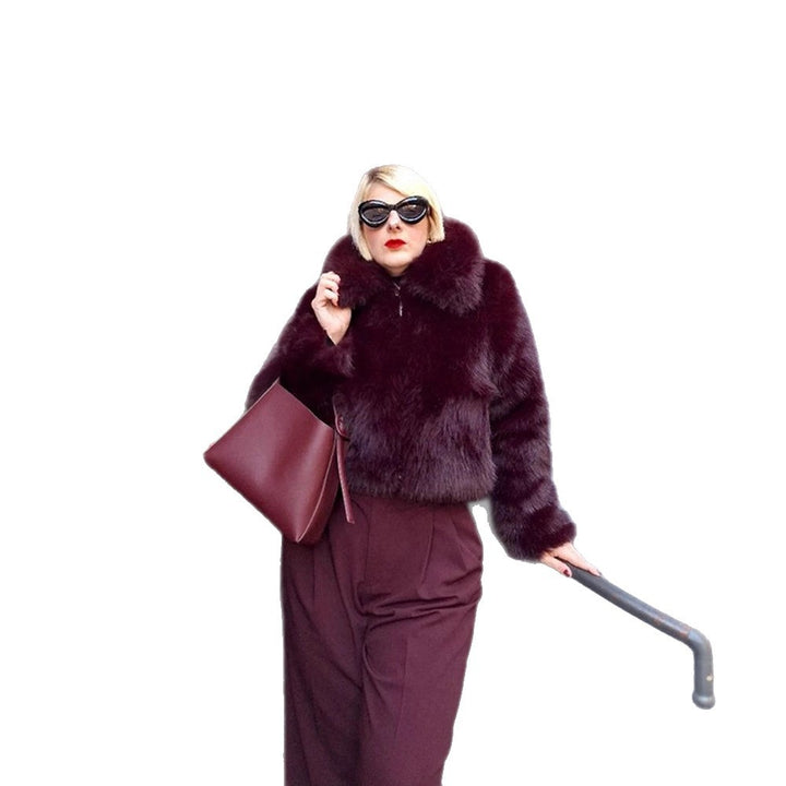Damen Kunstpelzjacke mit voluminösen Ärmeln und elegantem Schnitt Drune