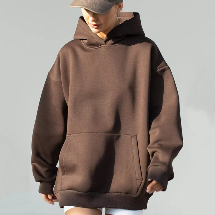 Damen nan oversized Kapuzenpullover mit Kängurutasche und dropped-shoulder Schnitt Drune