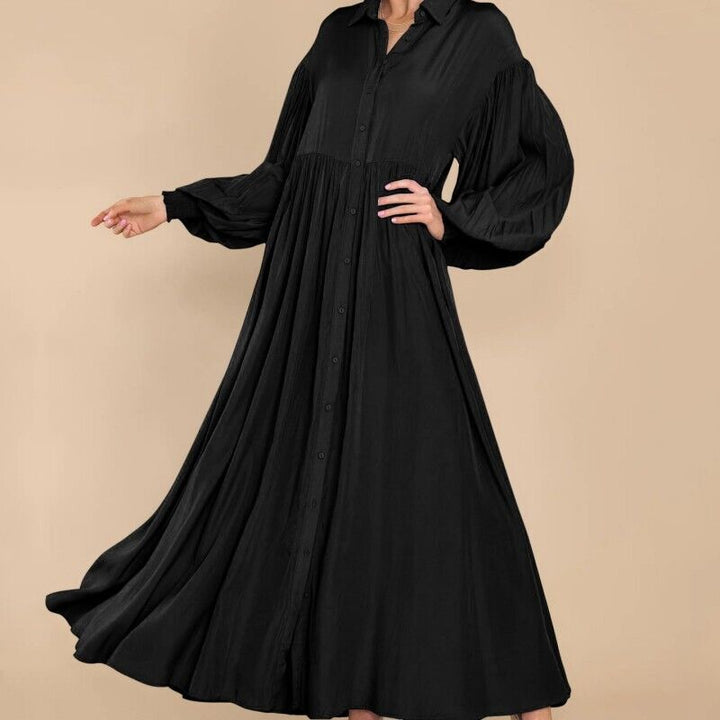 Damen Fließendes Button-Up Maxi-Kleid Drune