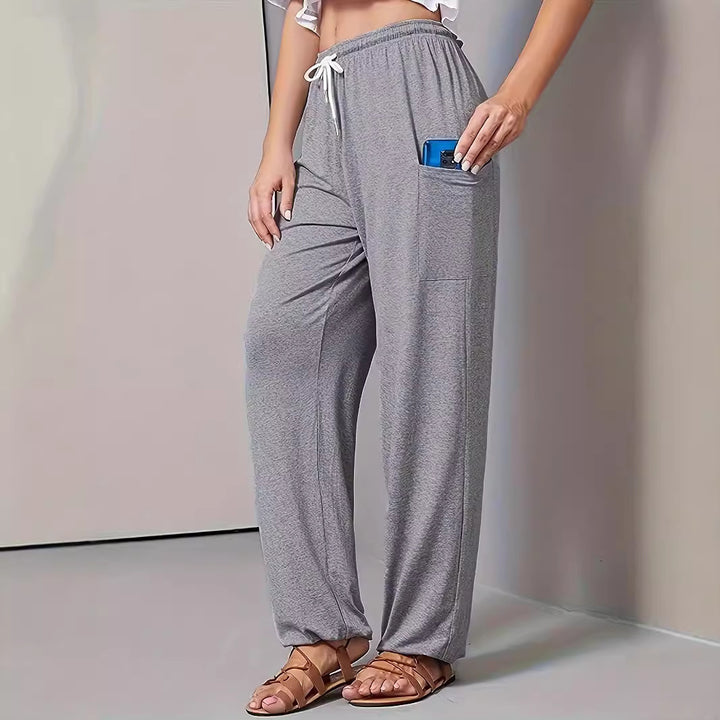 Damen Bequeme Freizeit-Hose mit praktischen Taschen und elastischem Bund Drune