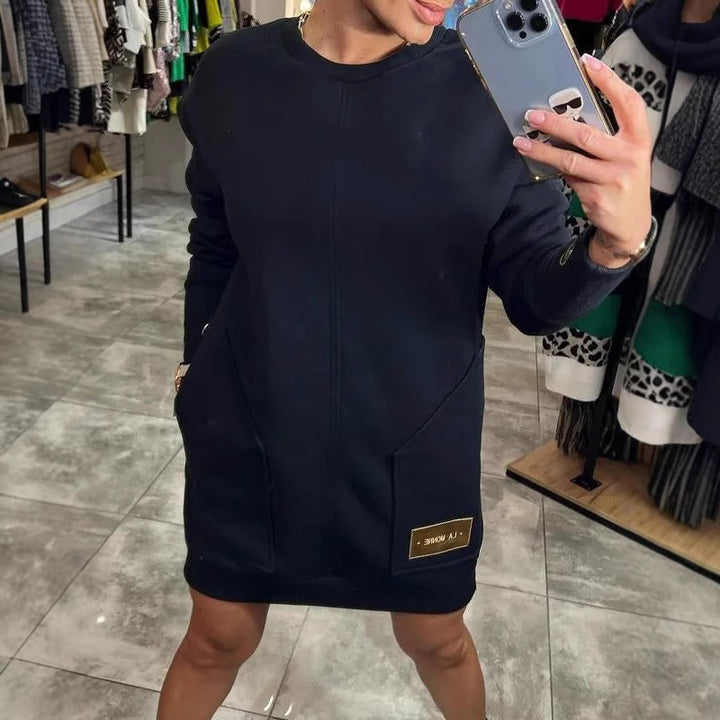 Damen Sweatshirtkleid mit praktischen Seitentaschen und modernem Design Drune