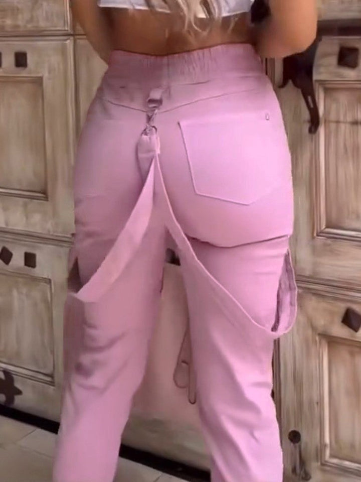 Damen Cargo-Hose mit abnehmbaren Trägern und elastischem Bund Drune