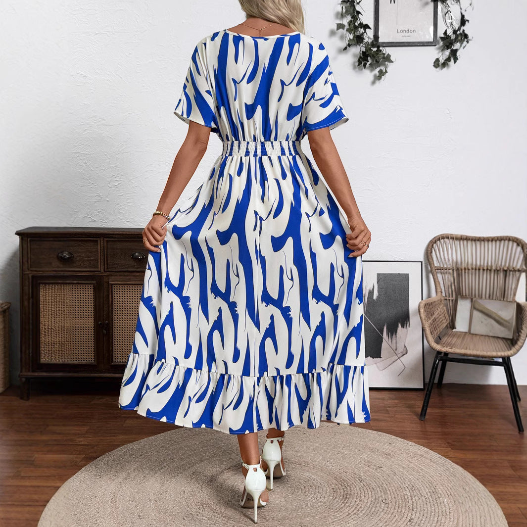 Damen Maxi-Kleid mit fließendem Schnitt und modischem Wickeldesign Drune