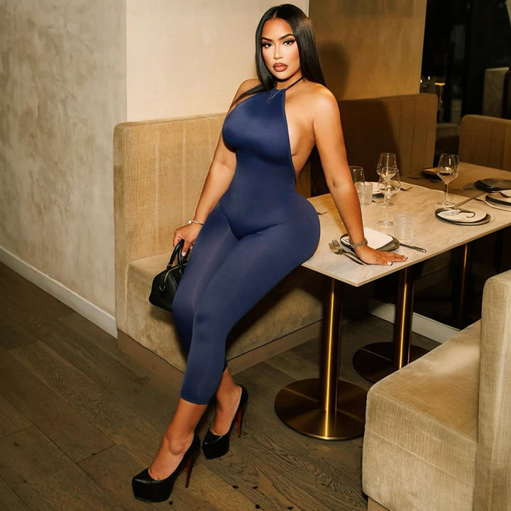 Damen Eleganter und figurbetonter Jumpsuit mit hohem Kragen und zurückhaltendem Design Drune