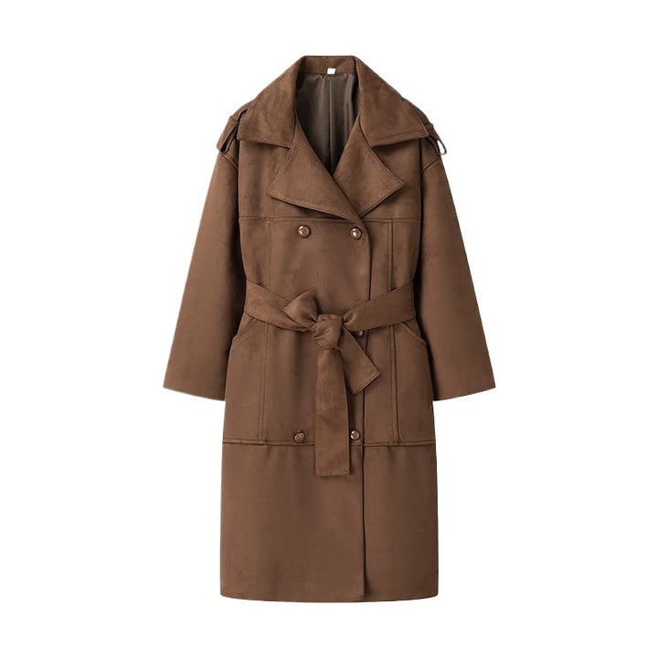 Damen modischer Trenchcoat mit taillierbarem Gürtel und schickem Oversize-Schnitt Drune