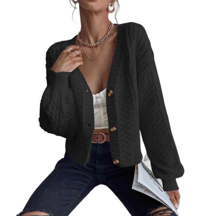 Damen verspielte Strickjacke mit Knöpfen und strukturierter Oberfläche Drune