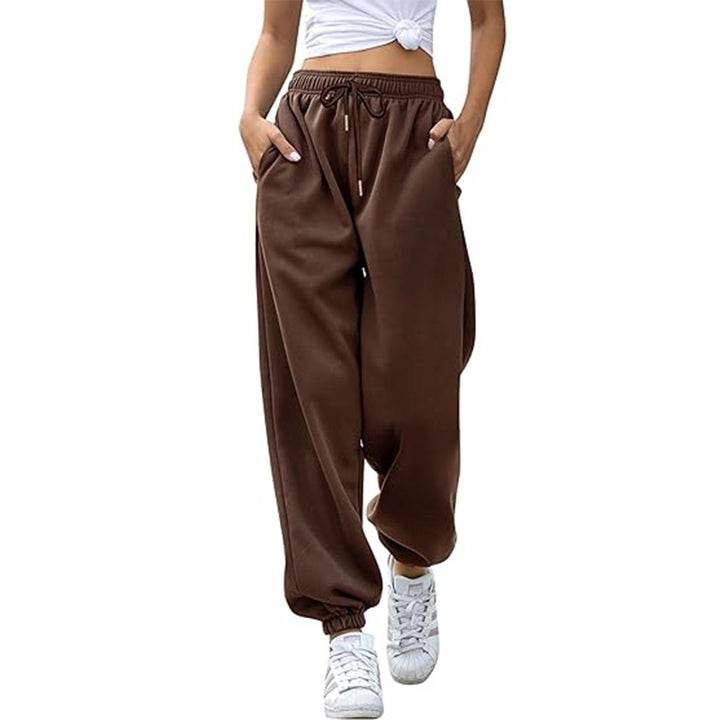 Damen nan weite Jogginghose mit hohem Bund elastischen Bündchen und Seitentaschen Drune