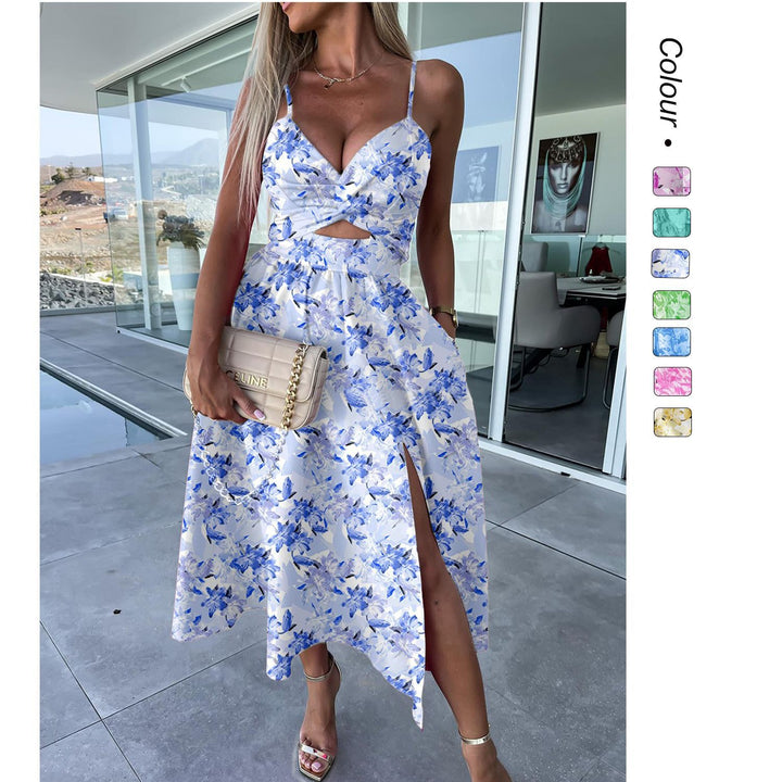 Damen Midikleid mit cut-out Design und fließendem Rock Drune
