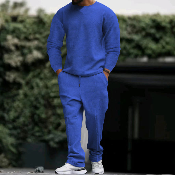 Herren lässiges Sweatshirt und Jogginghose Set mit strukturiertem Stoff Drune