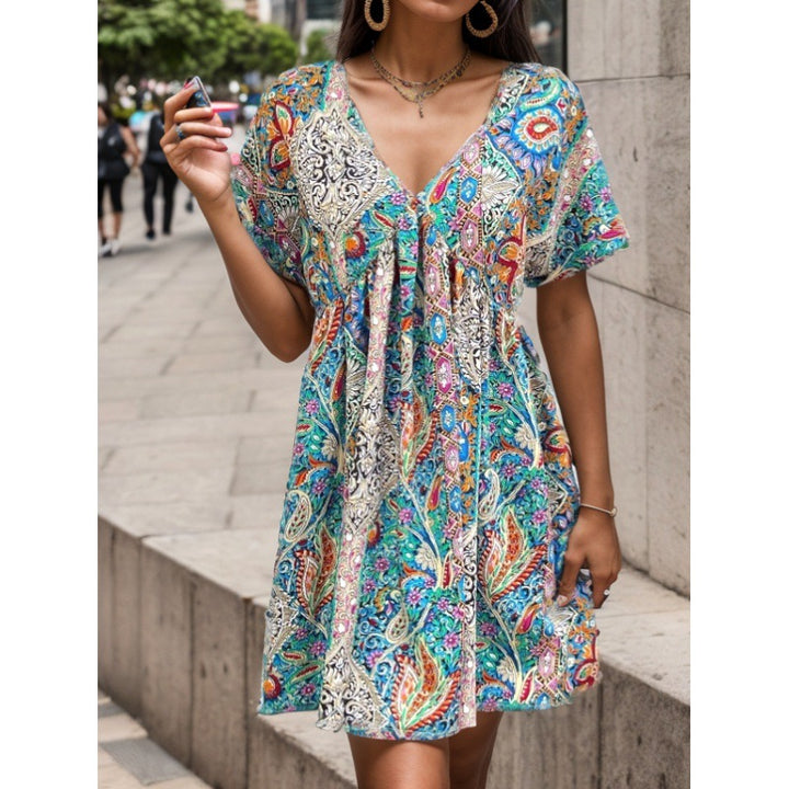 Damen Sommerkleid mit floralem Muster und lockerer Schnittführung Drune