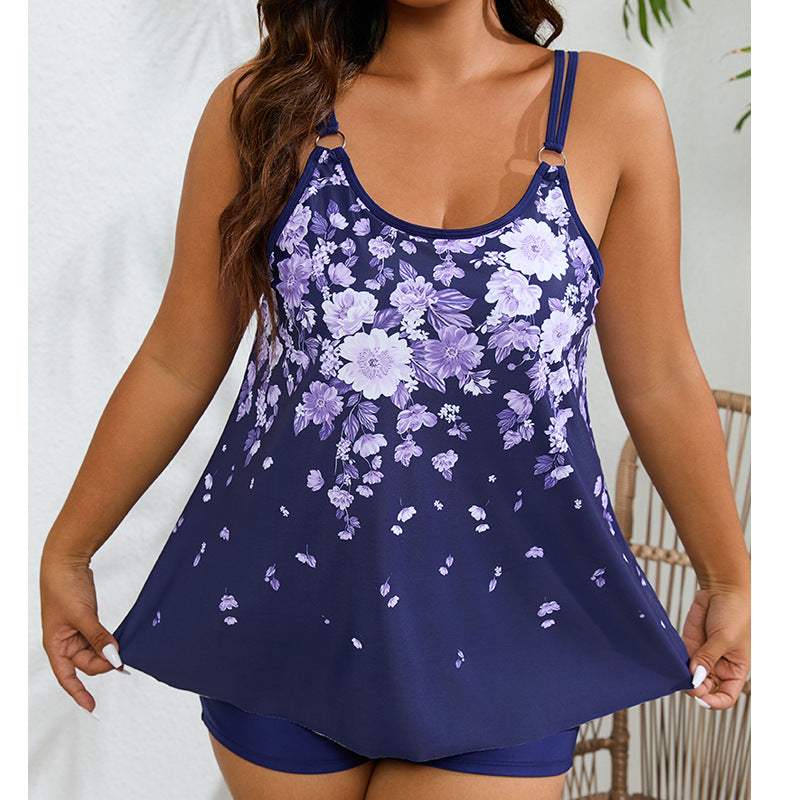 Damen Sportlicher Tankini-Badeanzug mit floralem Design und modischem Schnitt Drune