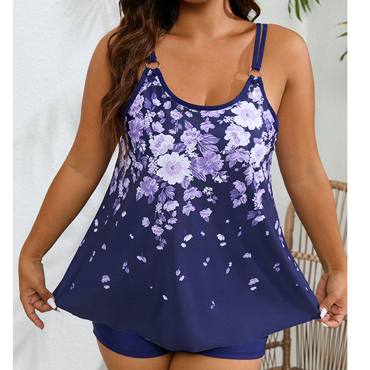 Damen Sportlicher Tankini-Badeanzug mit floralem Design und modischem Schnitt Drune