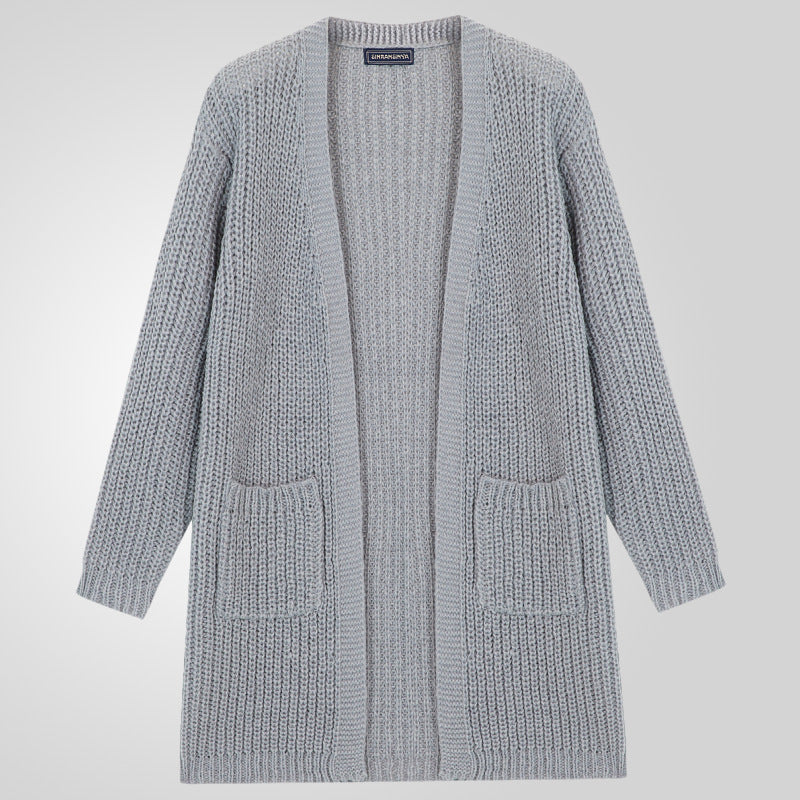 Herren Großer Strickcardigan mit tiefem Schnitt und strukturiertem Design Drune