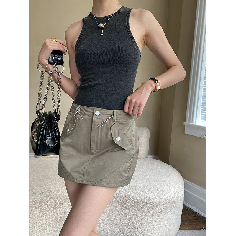 Damen lockere Sommerhose aus atmungsaktiven Materialien mit elastischem Bund und seitlichen Taschen Drune