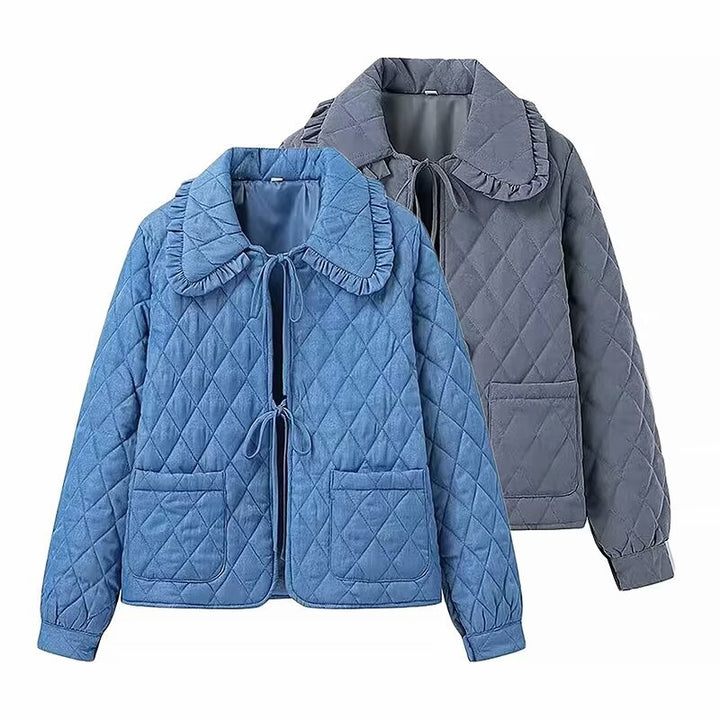 Damen gesteppte Übergangsjacke mit großem Kragen und praktischen Taschen Drune