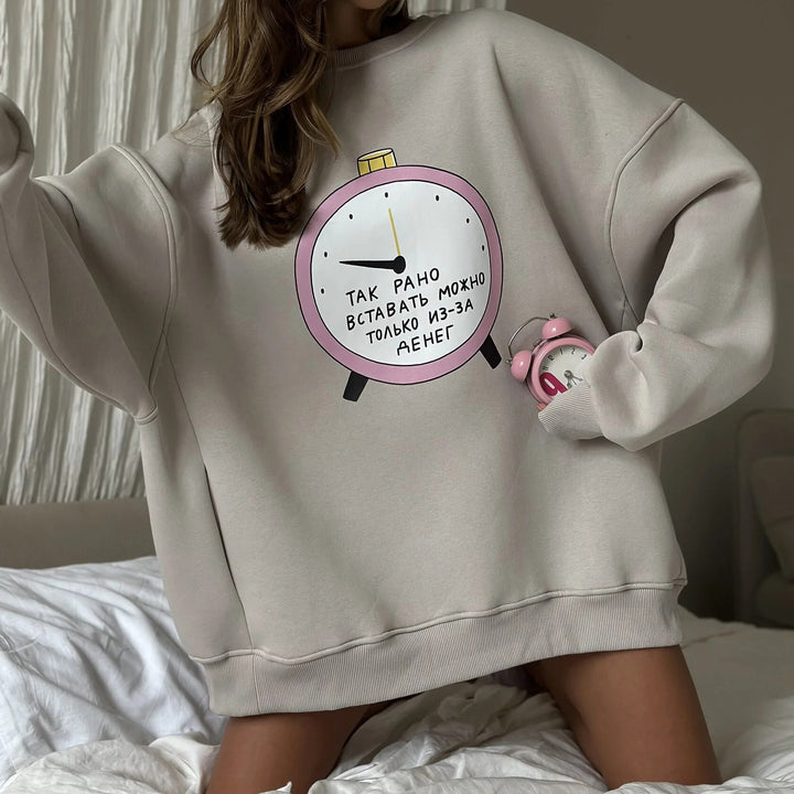 Damen Oversized Sweatshirt mit kreativem Grafiken Drune