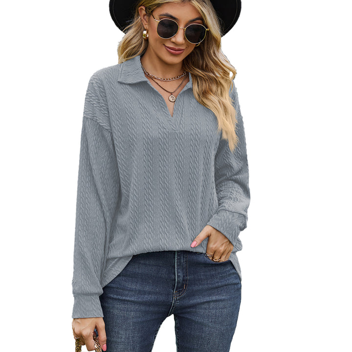 Damen lässiger Pullover mit strukturiertem Kabelmuster Drune