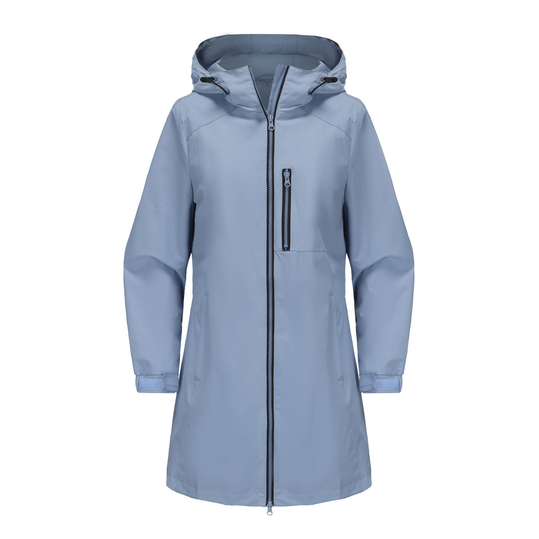 Damen modische Regenjacke mit Kapuze und praktischen Taschen Drune
