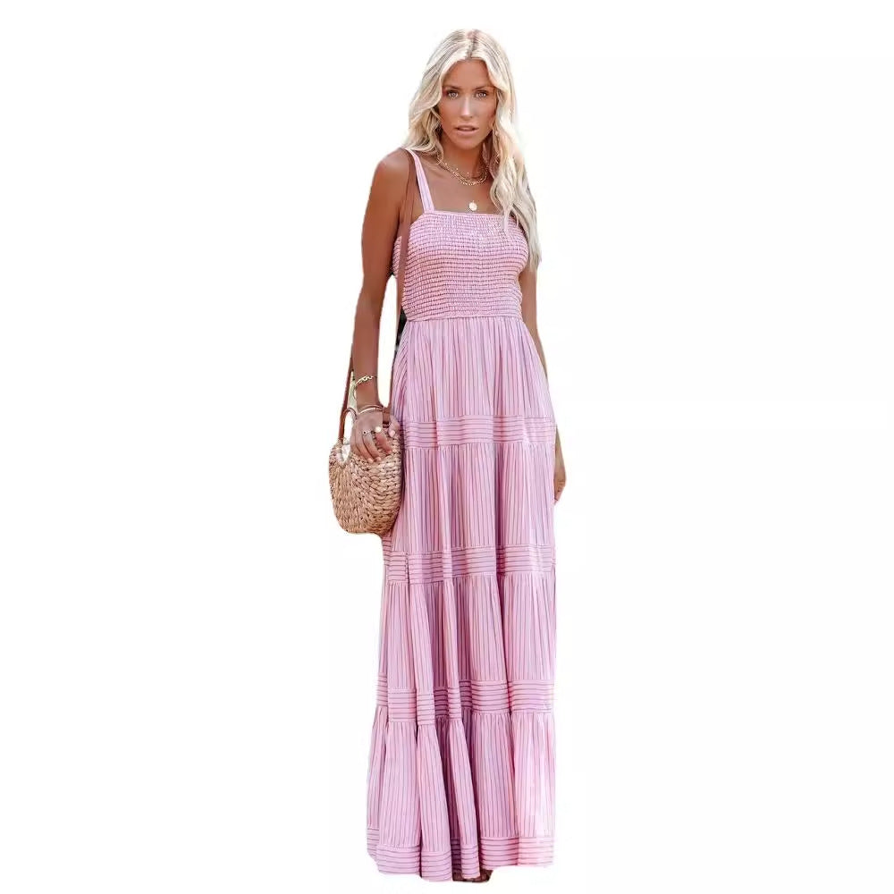Damen Maxikleid mit leichtem Rüschenstil und elastischem Bustier Drune