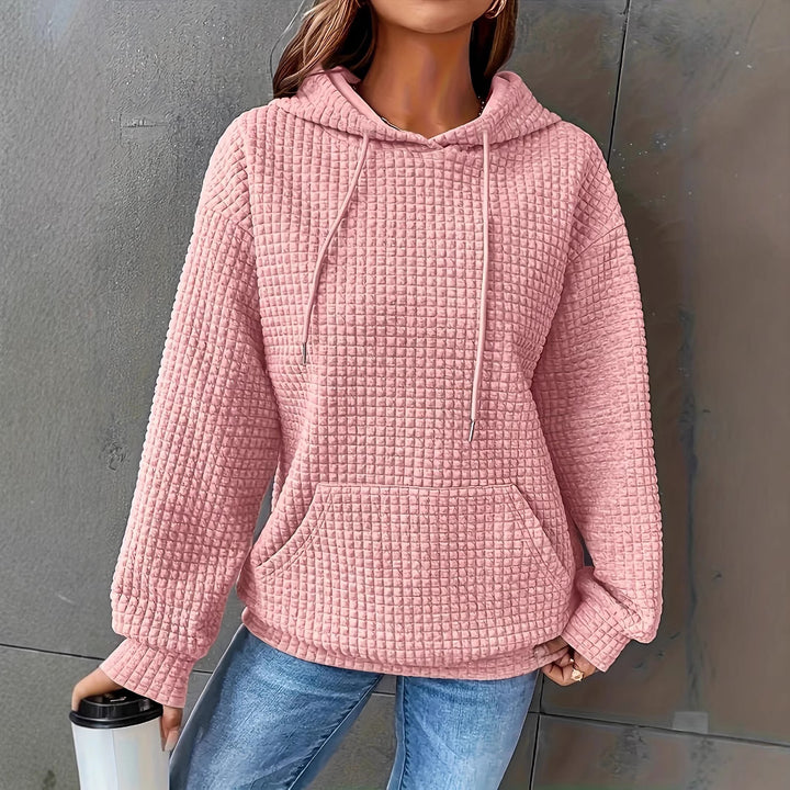 Damen Kapuzenpullover im strukturierten Waffelmuster mit seitlichen Eingrifftaschen Drune