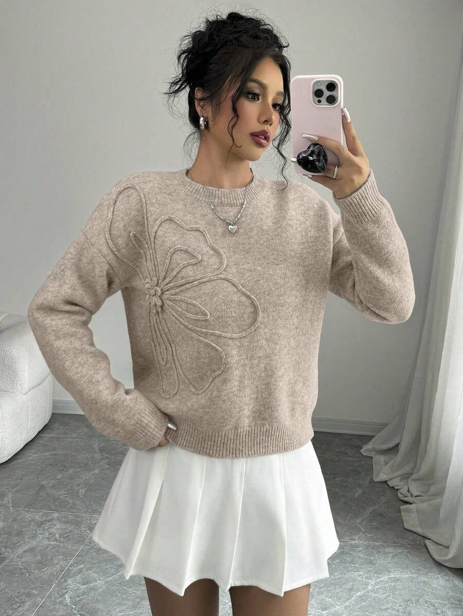 Damen Strickpullover mit einzigartigem floralem Design Drune