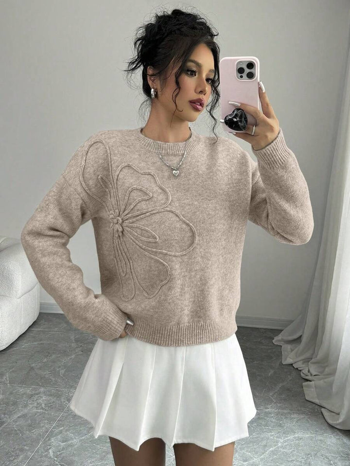 Damen Strickpullover mit einzigartigem floralem Design Drune